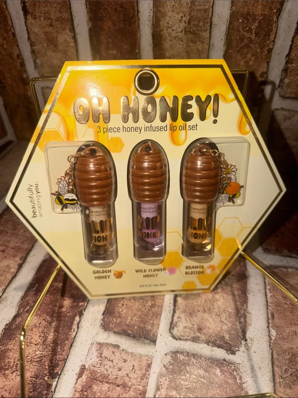 3-Piece Honey Infused Lip Oil Set - Golden, Wild Flower, Orange Blossom